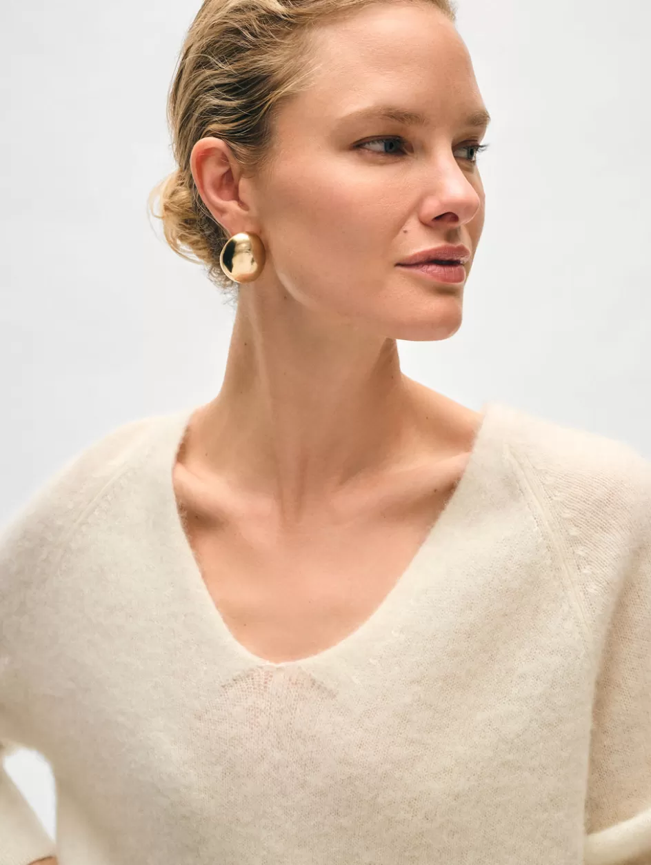 White + Warren Sweaters-brushed cashmere easy v neck