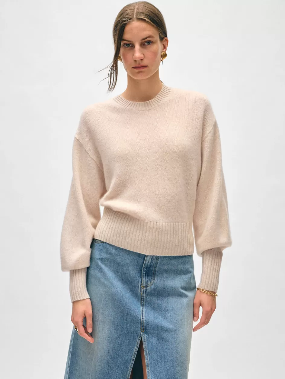 White + Warren Sweaters-cashmere blouson sleeve crewneck