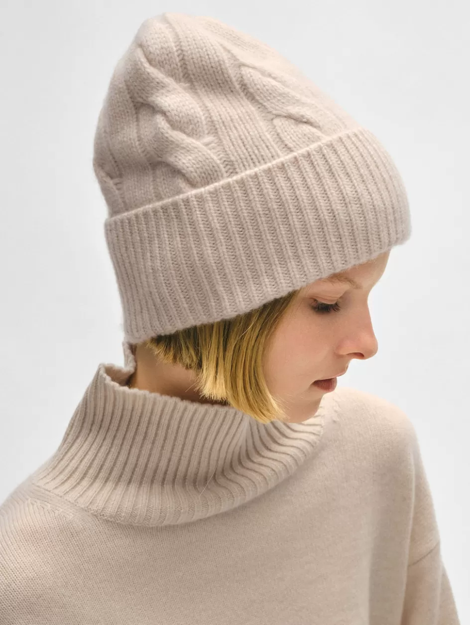 White + Warren Hats + Gloves-cashmere cable beanie