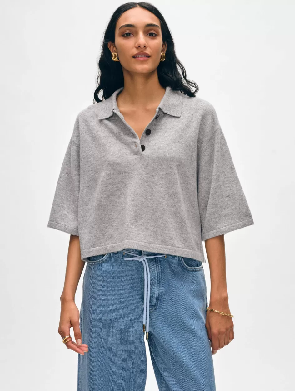 White + Warren Tops-cashmere cropped polo