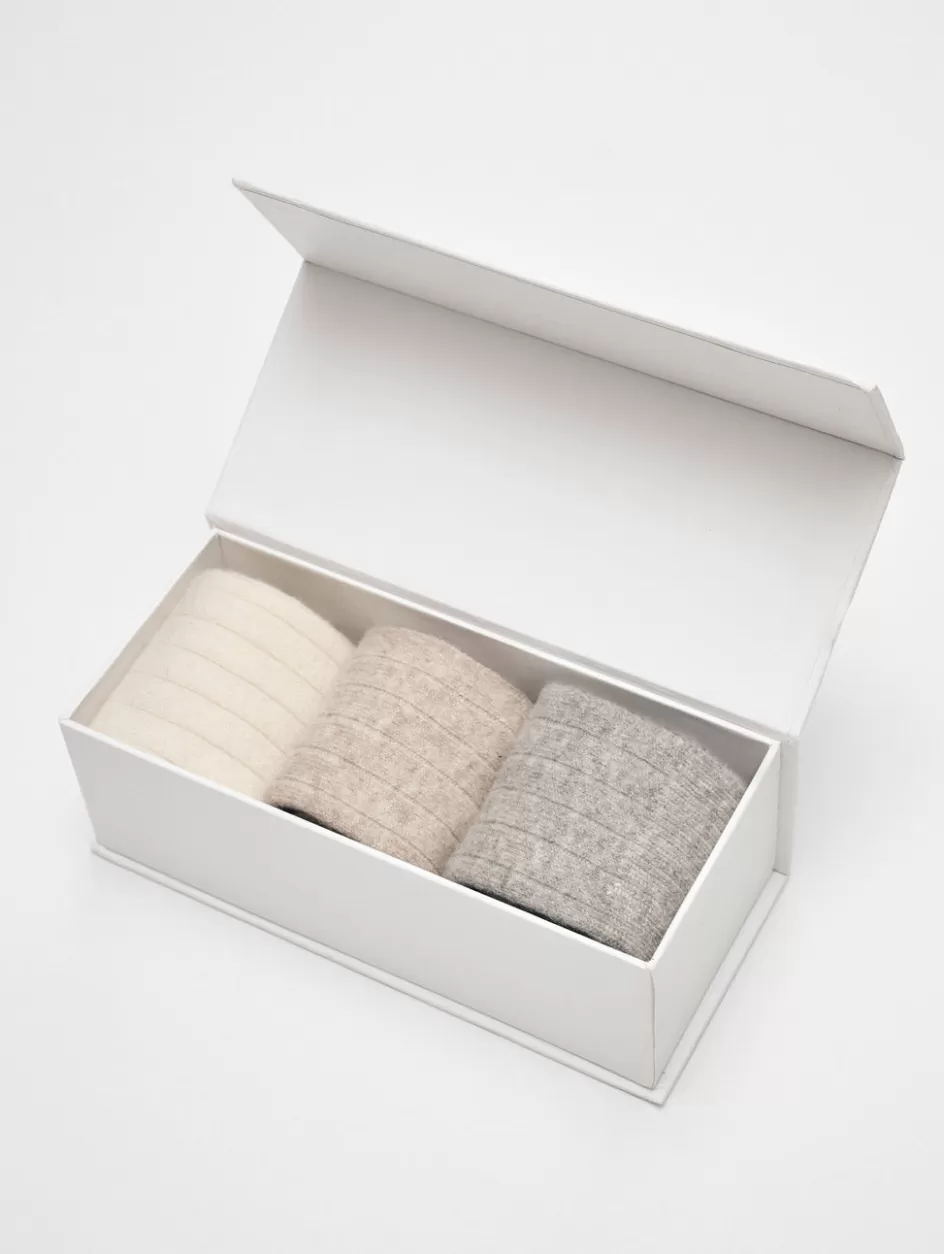 White + Warren Socks + Slippers-cashmere ribbed sock pack