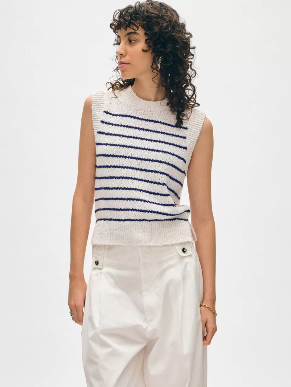 White + Warren Sweaters-cotton slub rib trim tank