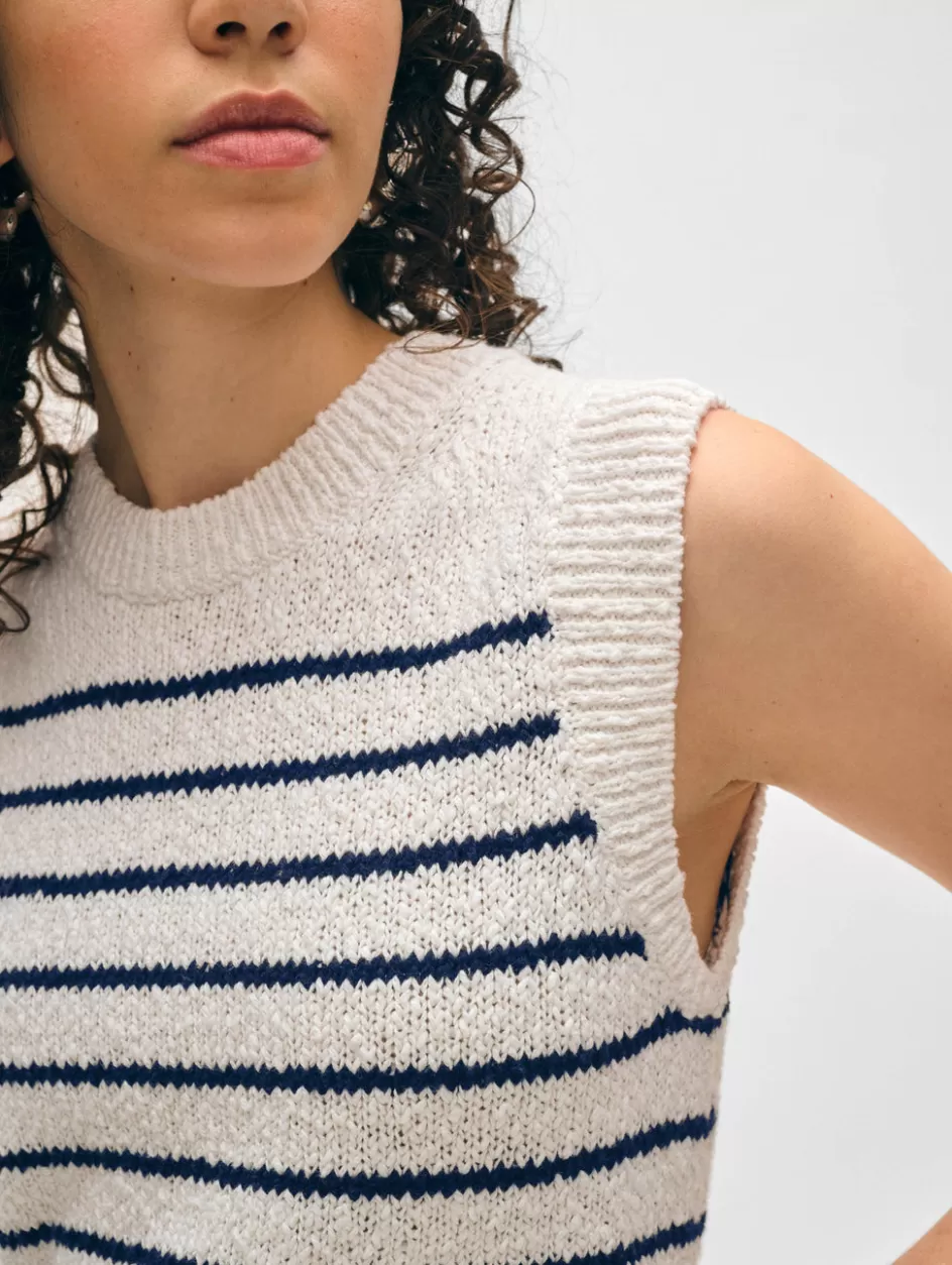 White + Warren Sweaters-cotton slub rib trim tank