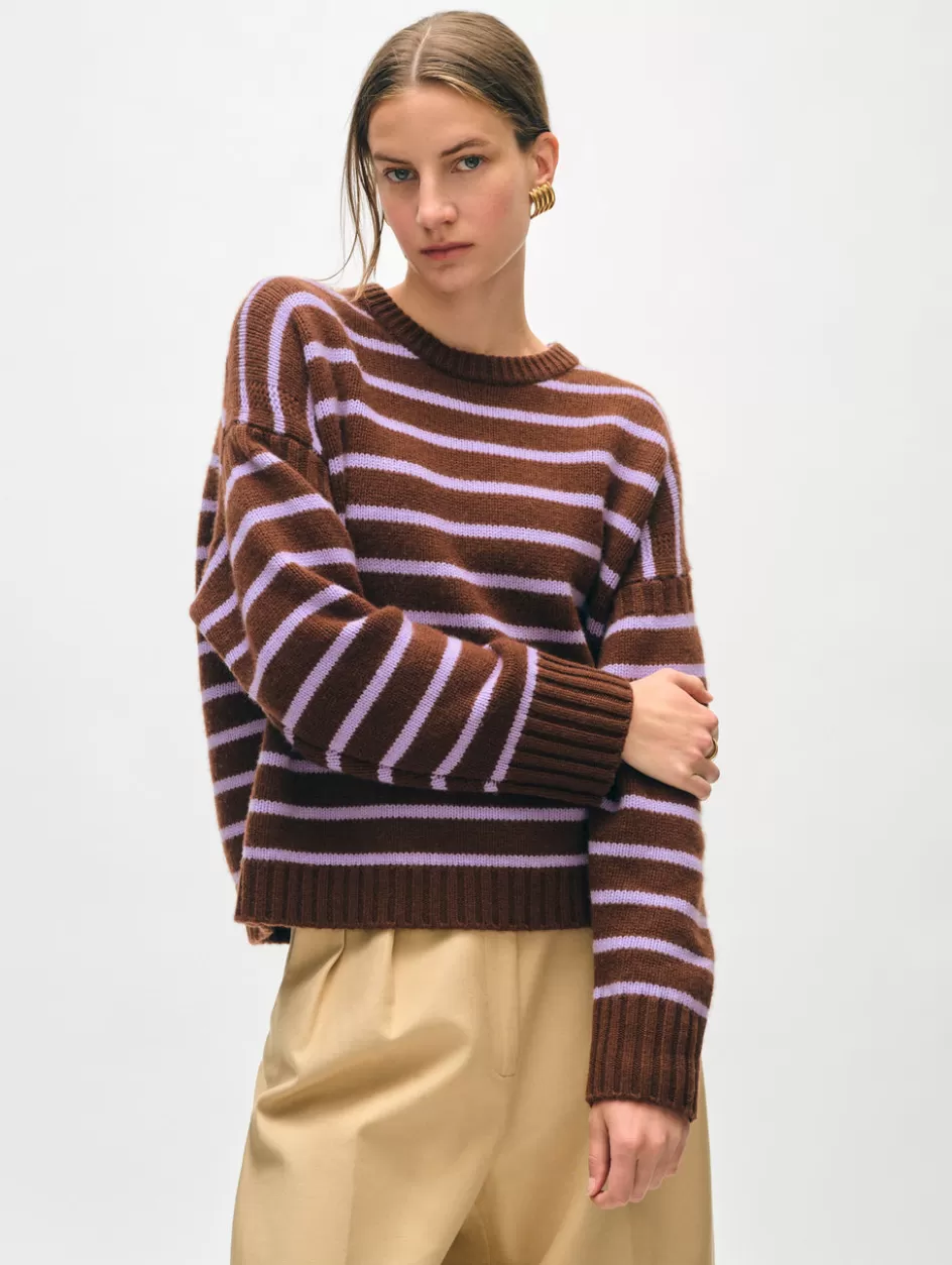 White + Warren Sweaters-merino cashmere striped crewneck