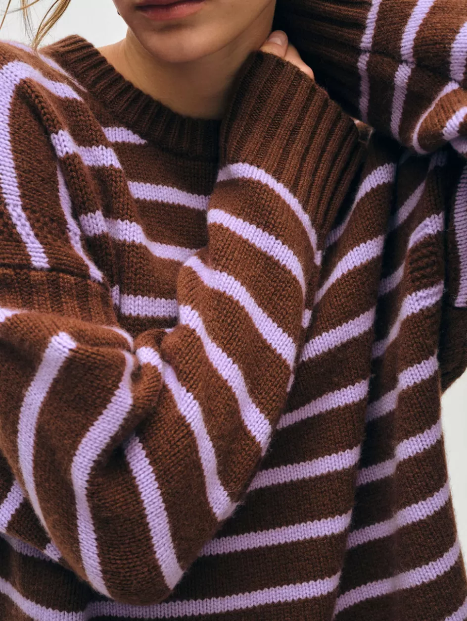 White + Warren Sweaters-merino cashmere striped crewneck