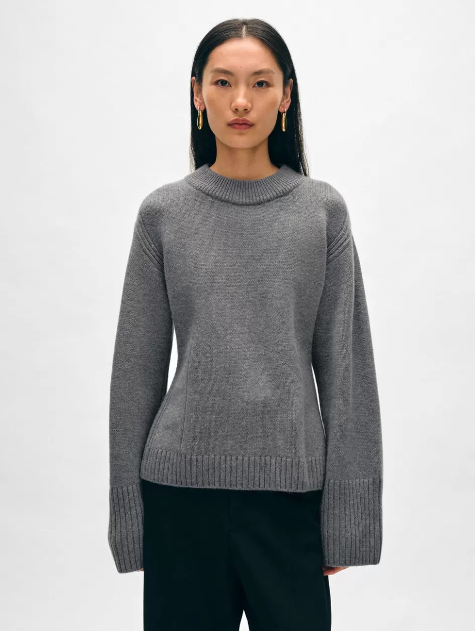 White + Warren Sweaters-merino cashmere waisted crewneck