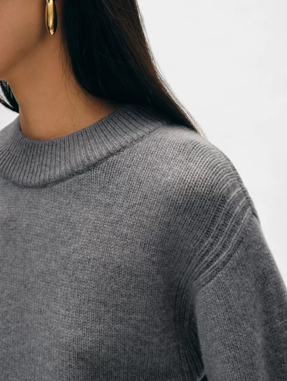 White + Warren Sweaters-merino cashmere waisted crewneck