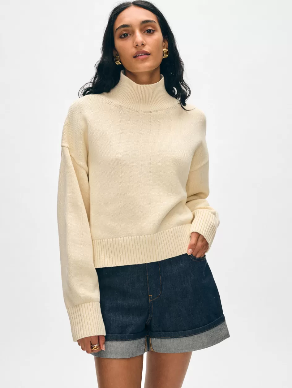 White + Warren Sweaters-organic cotton cropped standneck