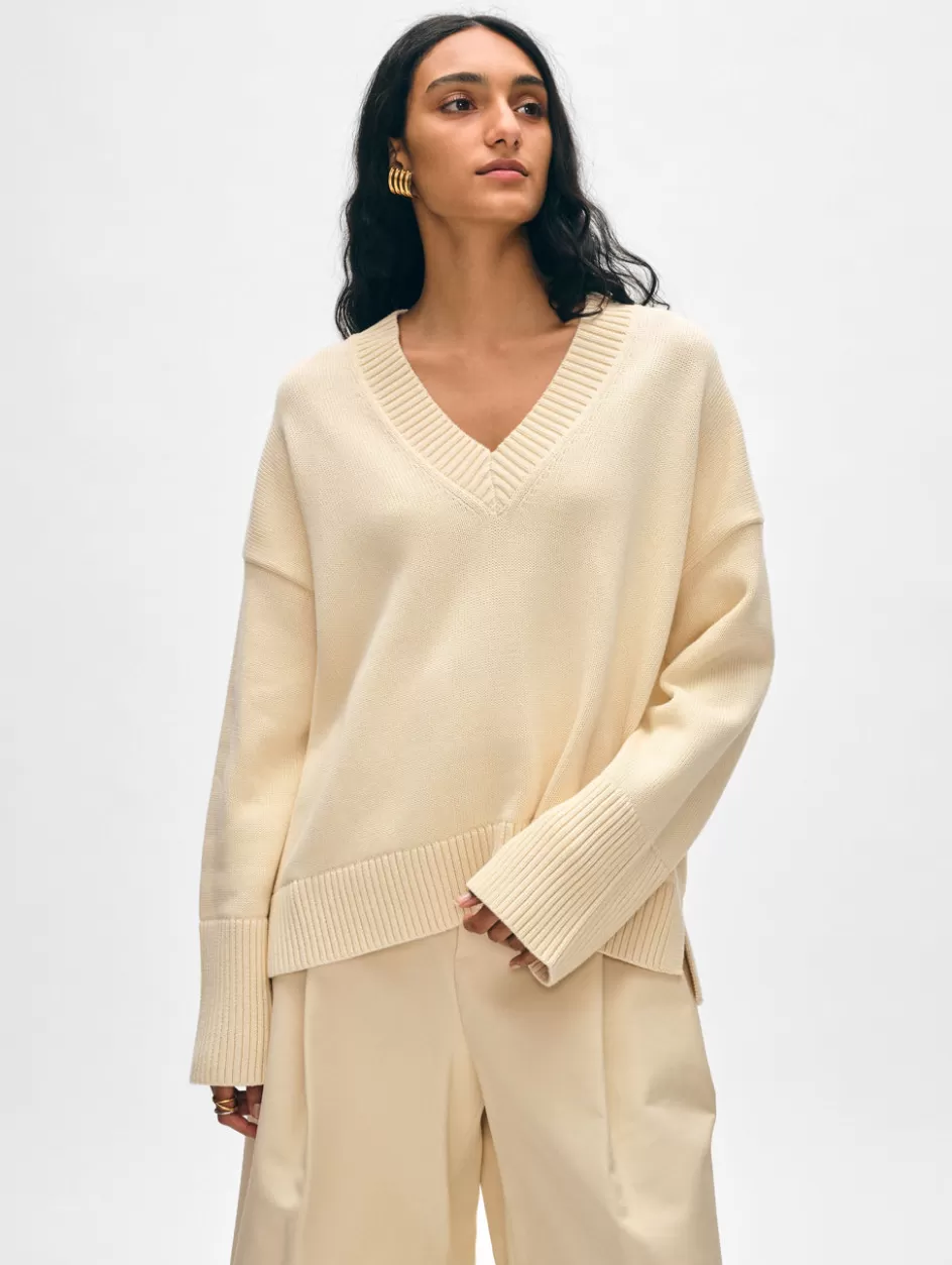 White + Warren Sweaters-organic cotton oversized v neck